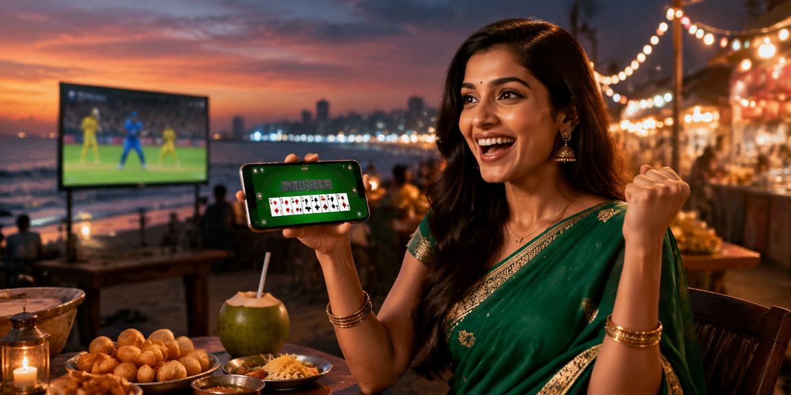 Indian user enjoying mobile betting and promotions on smartphone